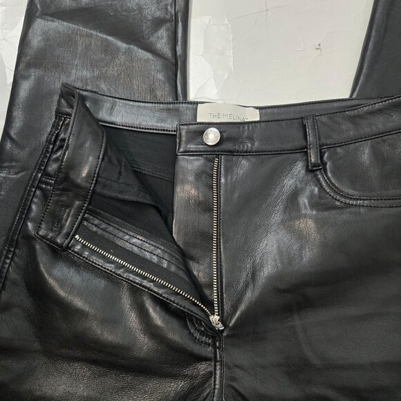 ARITZIA Wilfred Women's The Melina Faux Leather Straight Leg Pants Black - Picture 7 of 10